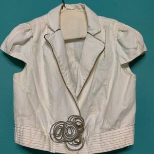 White top with zipper embellishments